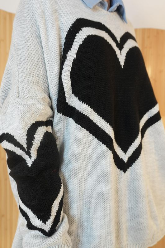 Beatrix Heart Slouch Knit Grey Marl